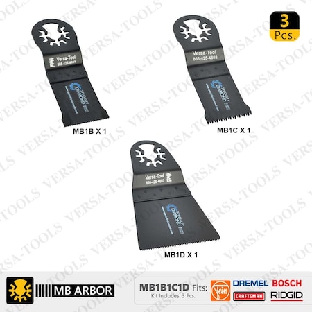 Versa Tool 3 PC Multi Tool Saw Blade Set (MB1B, 1C, 1D) MB1B1C1D